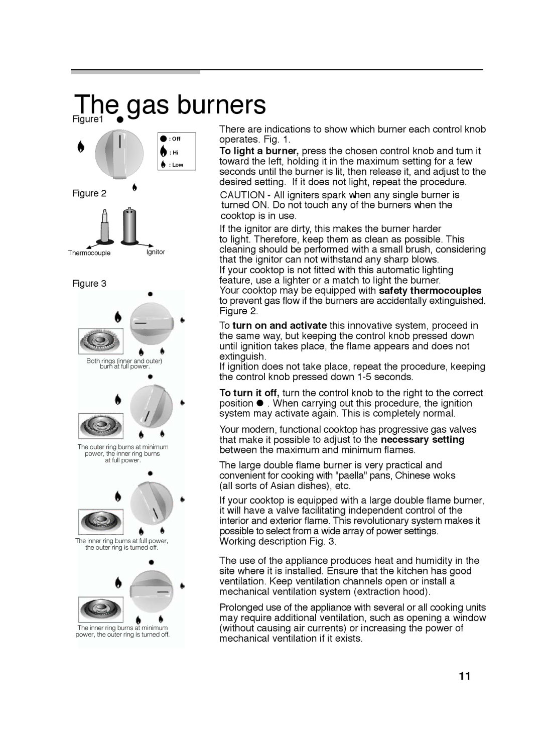 Siemens 5551 manual Gas burners, That the ignitor can not withstand any sharp blows 