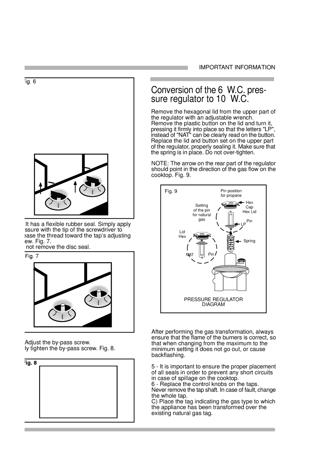 Siemens 5551 manual Conversion of the 6 W.C. pres- sure regulator to 10 W.C 