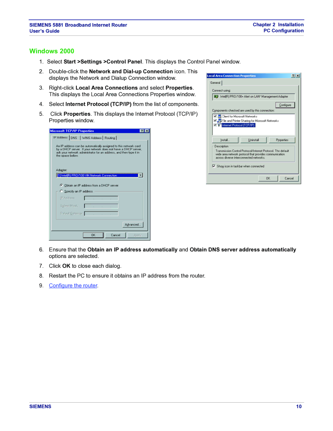 Siemens 5881 manual Windows 