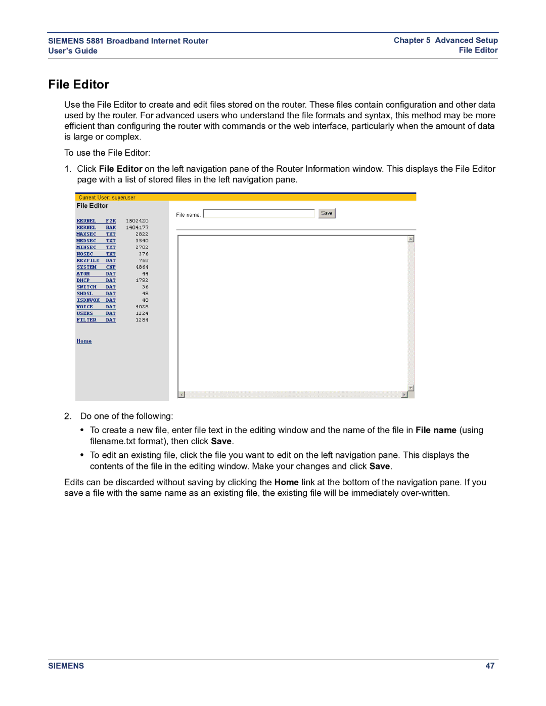 Siemens 5881 manual File Editor 