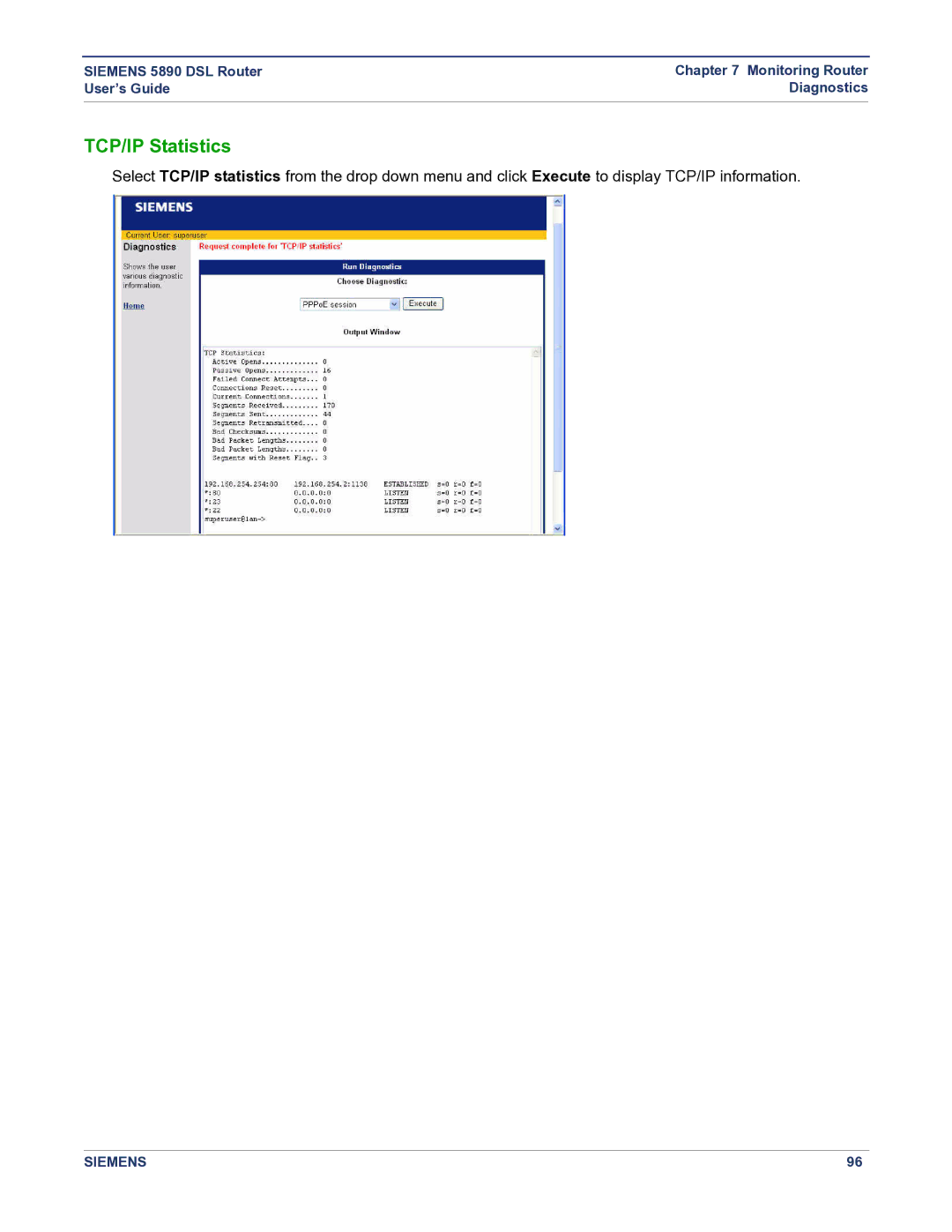 Siemens 5890 manual TCP/IP Statistics 