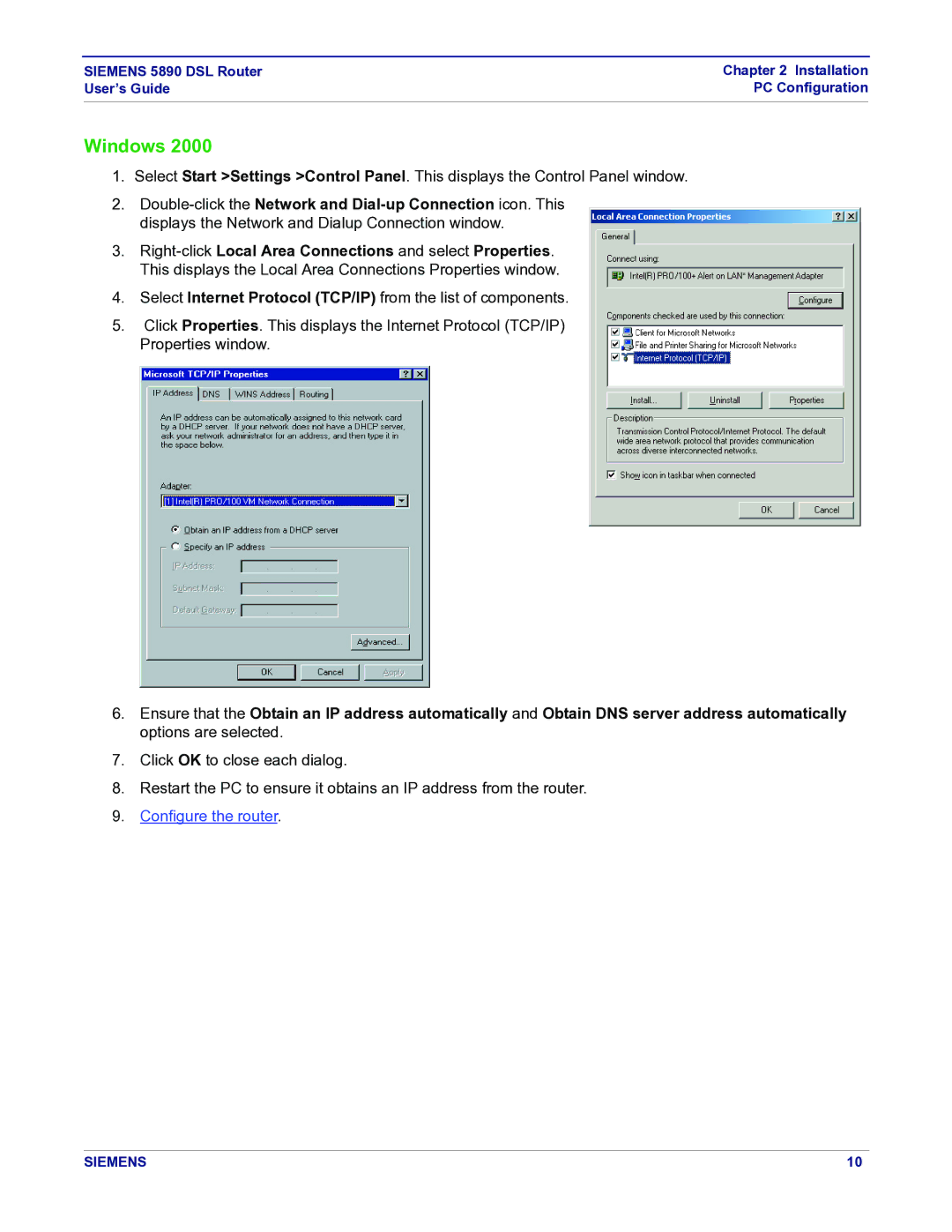 Siemens 5890 manual Windows 