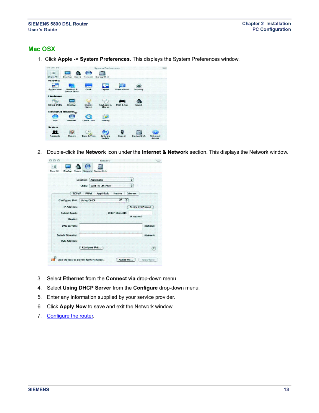 Siemens 5890 manual Mac OSX 