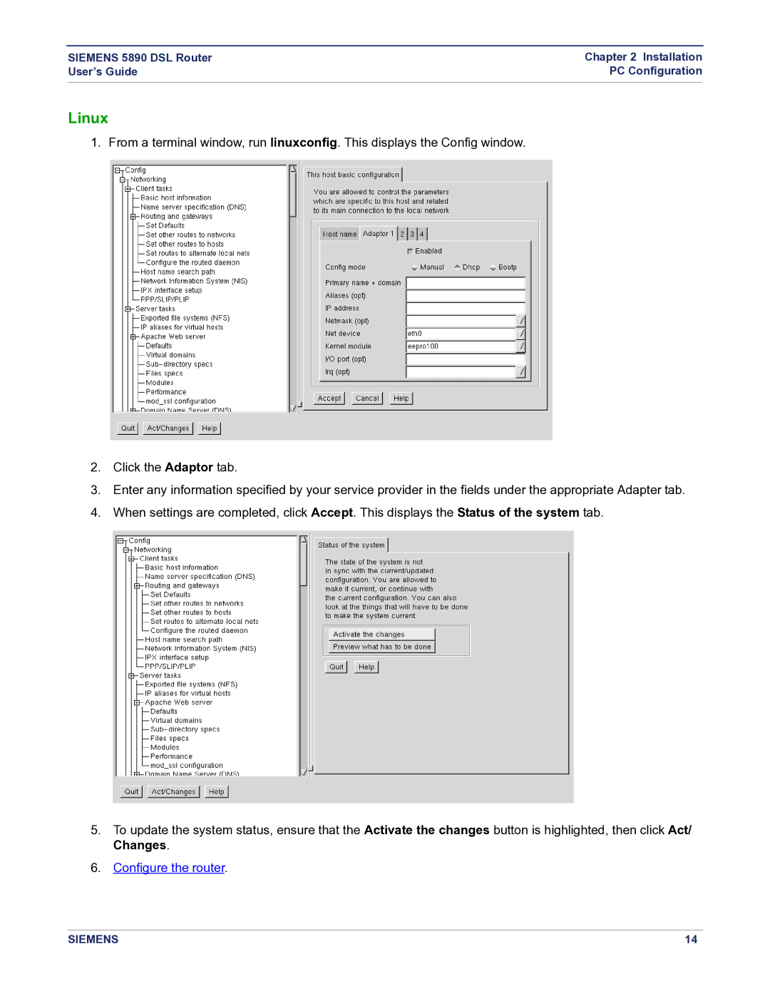 Siemens 5890 manual Linux 