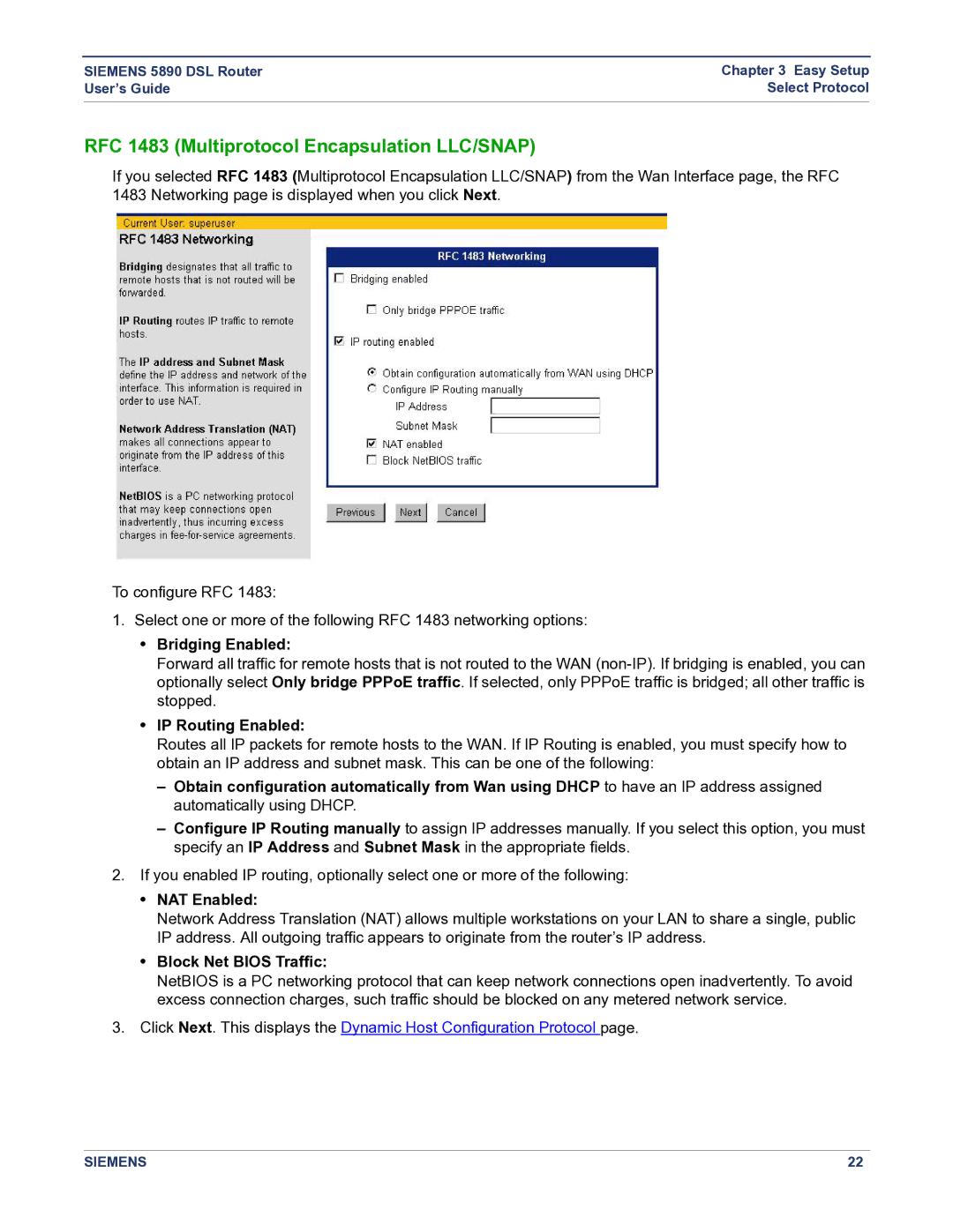 Siemens 5890 manual RFC 1483 Multiprotocol Encapsulation LLC/SNAP 