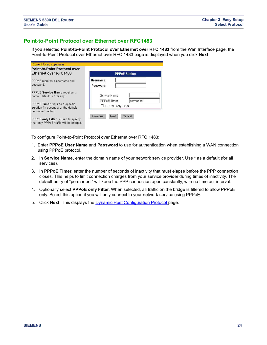 Siemens 5890 manual Point-to-Point Protocol over Ethernet over RFC1483 