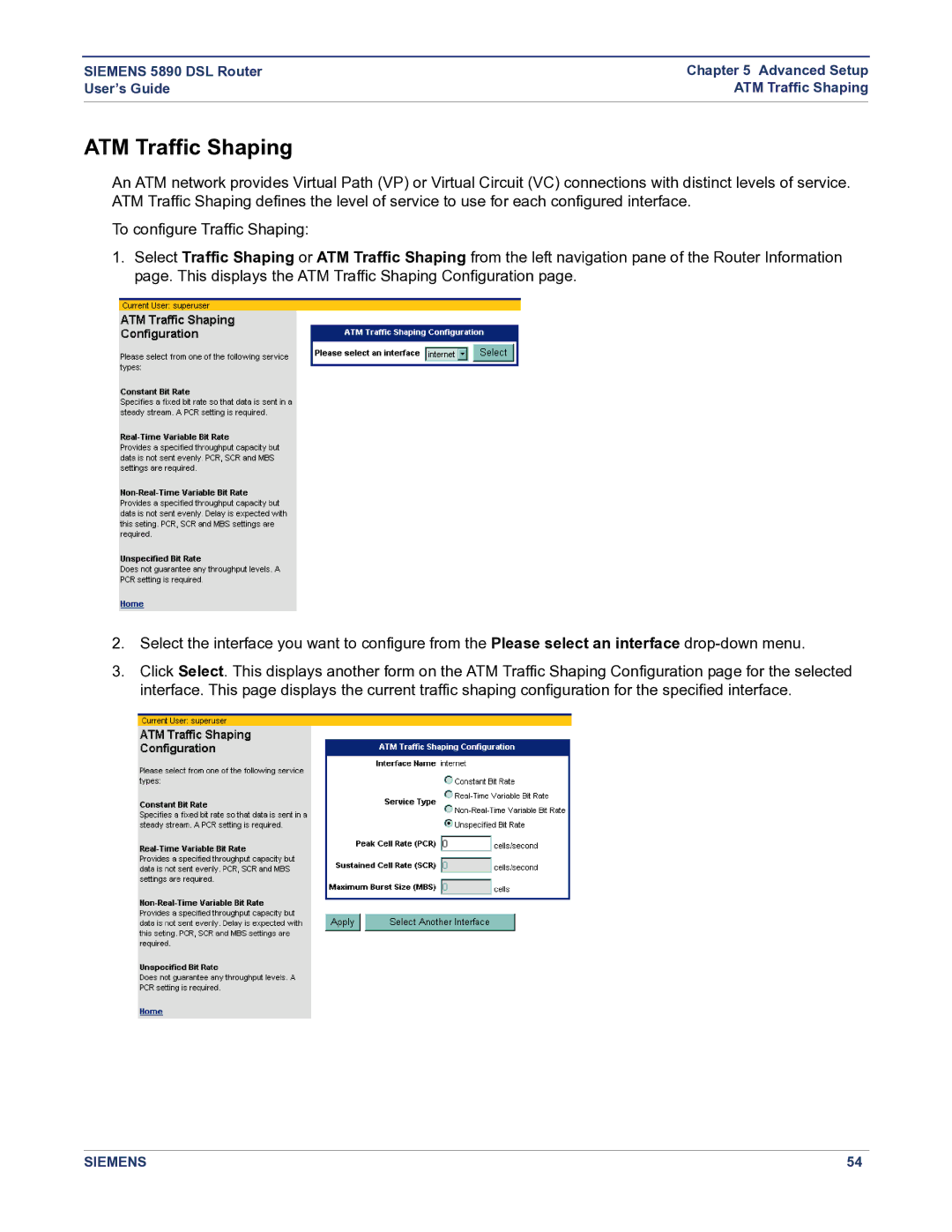 Siemens 5890 manual ATM Traffic Shaping 