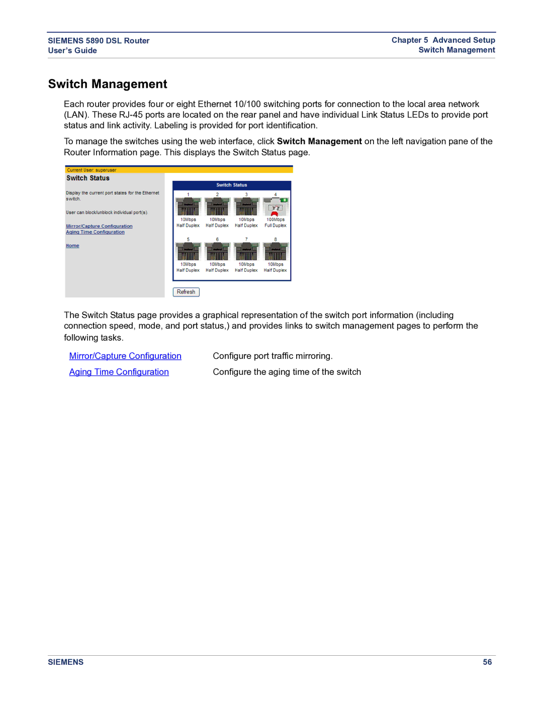 Siemens 5890 manual Switch Management 