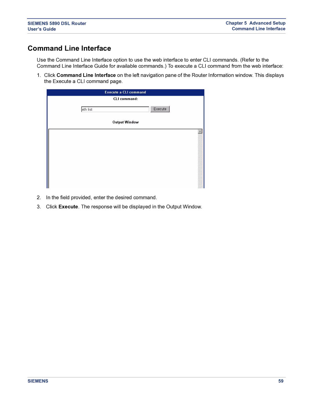 Siemens 5890 manual Command Line Interface 