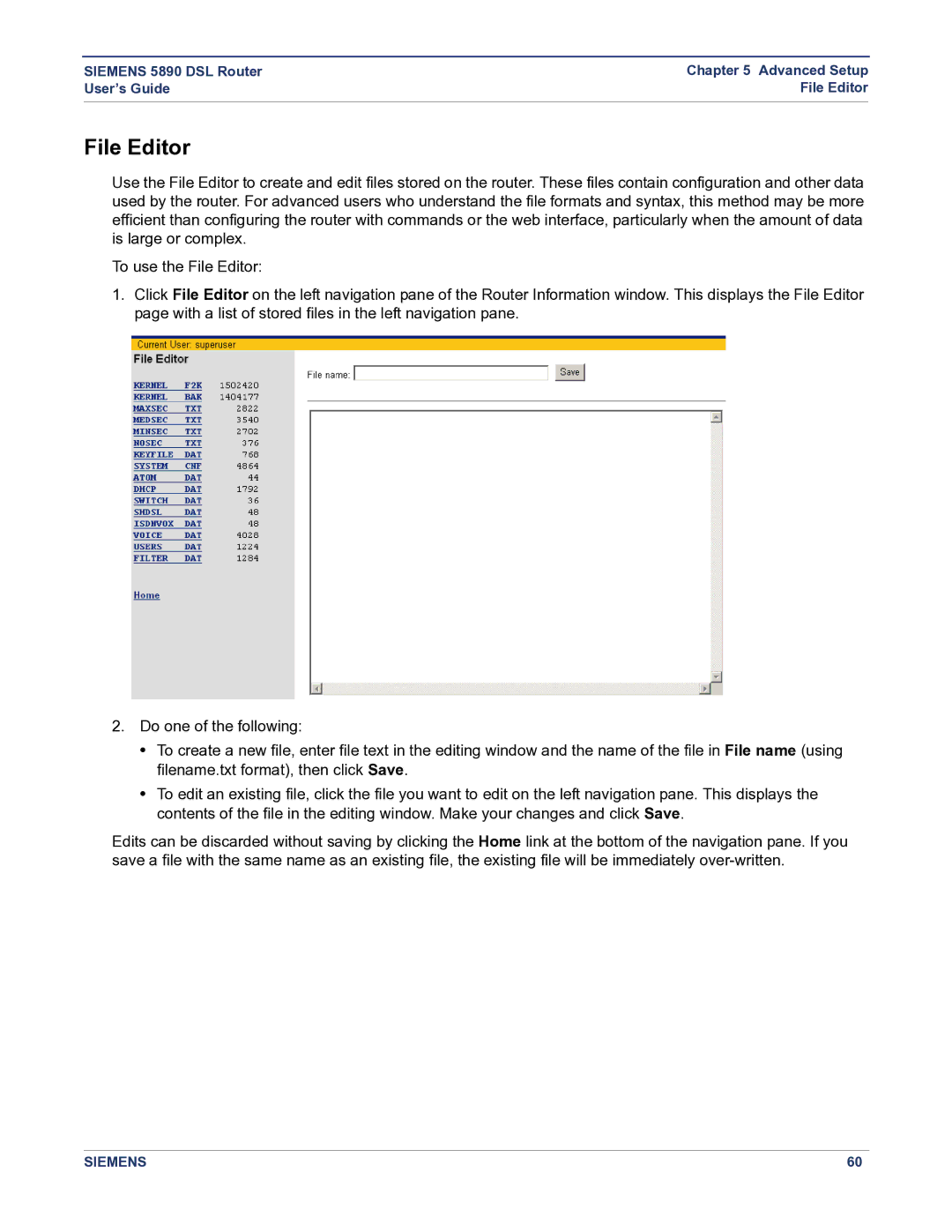 Siemens 5890 manual File Editor 