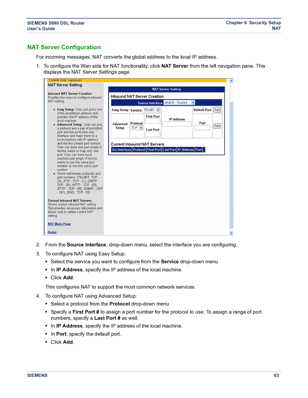 Siemens 5890 manual NAT Server Configuration 