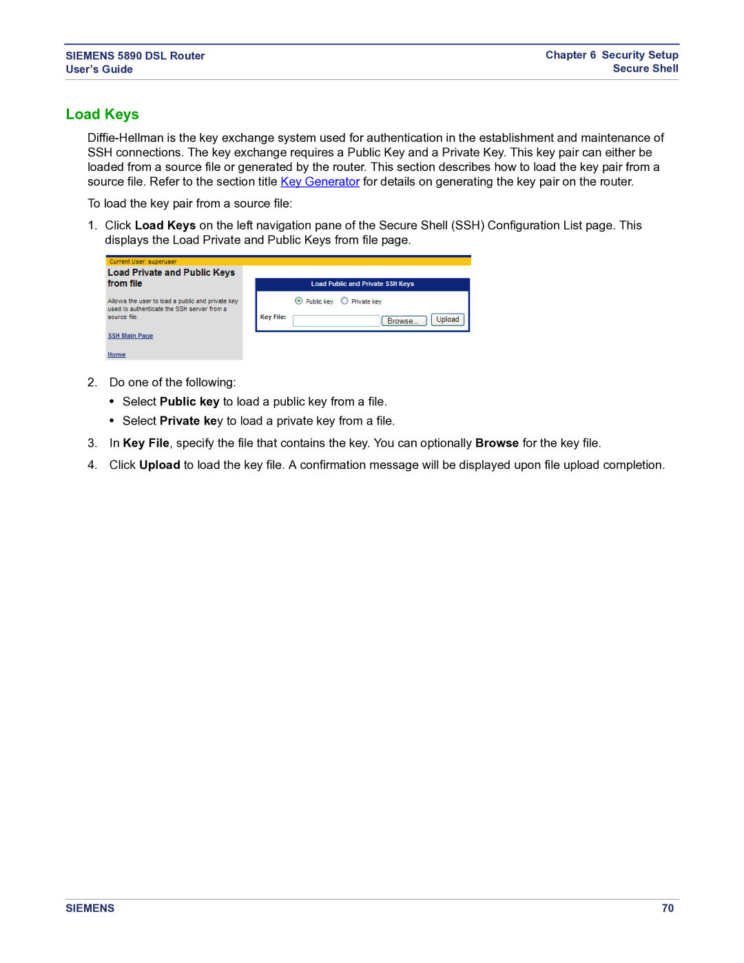 Siemens 5890 manual Load Keys 