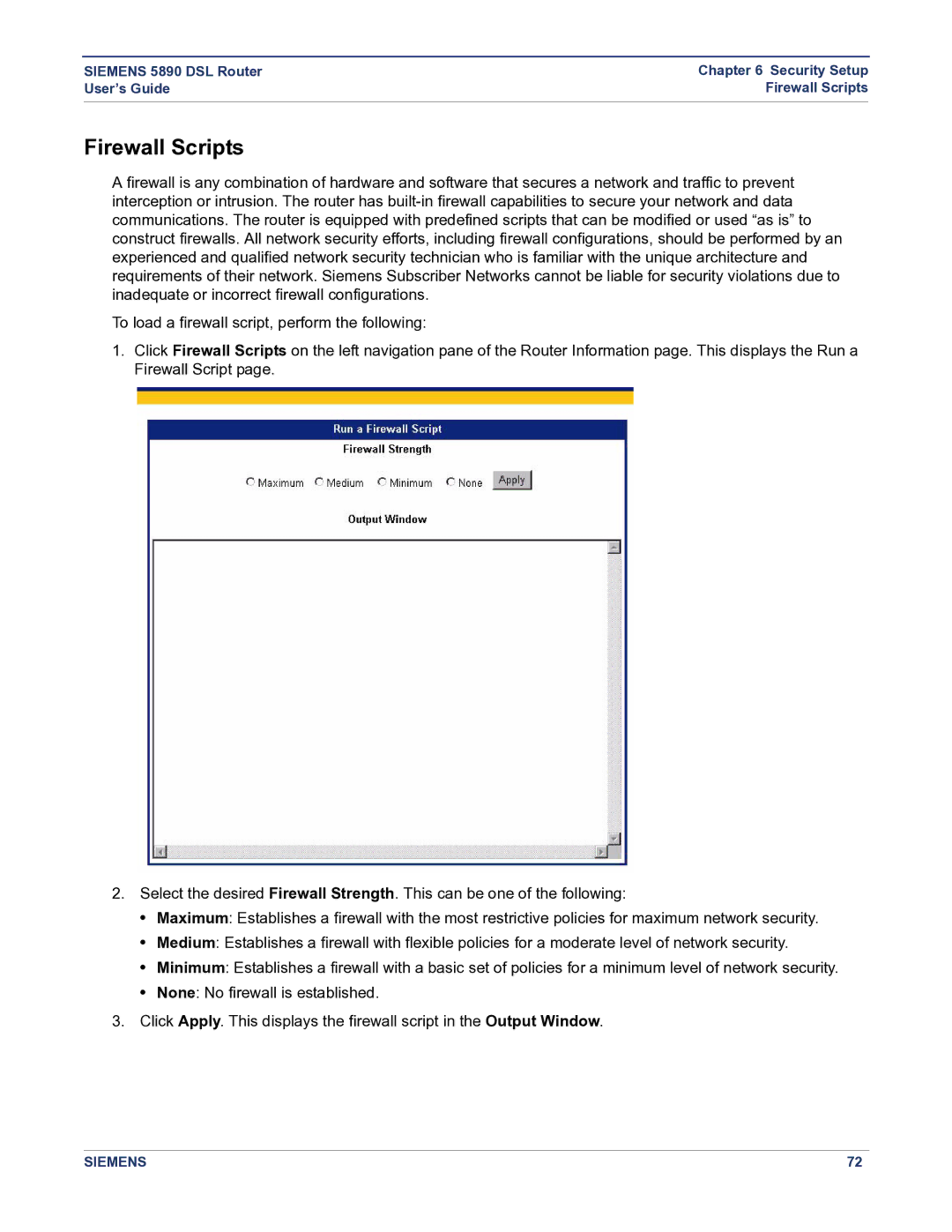 Siemens 5890 manual Firewall Scripts 