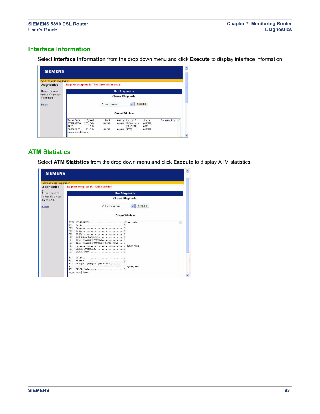 Siemens 5890 manual Interface Information, ATM Statistics 