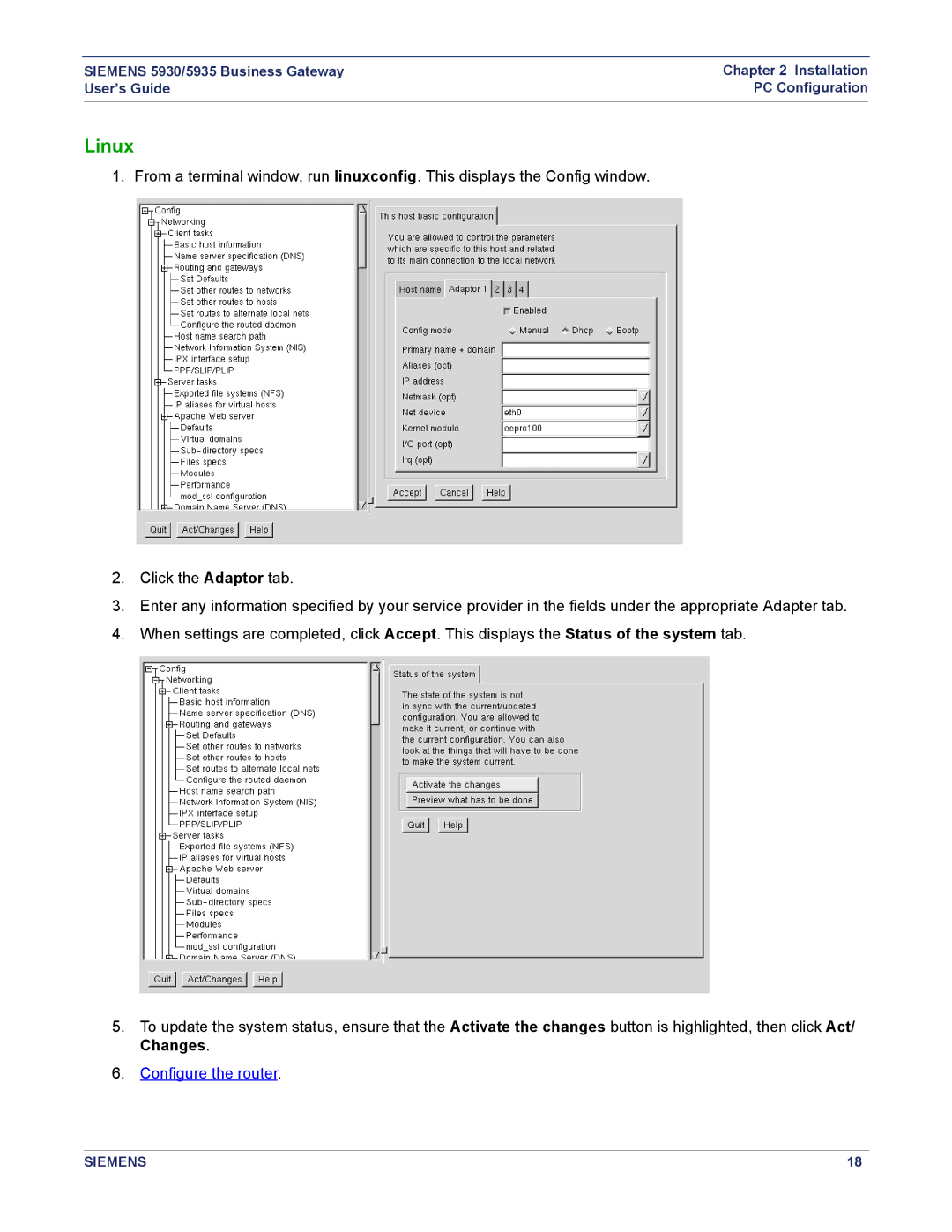 Siemens 5935, 5930 manual Linux 