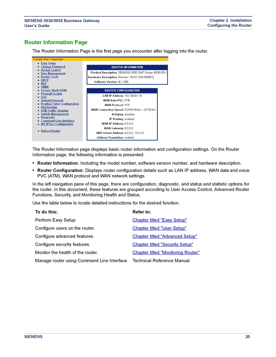 Siemens 5935, 5930 manual Router Information, To do this Refer to 