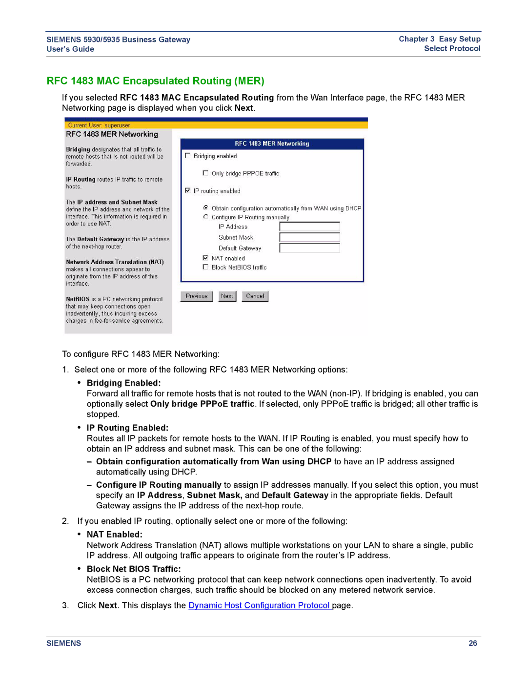 Siemens 5935, 5930 manual RFC 1483 MAC Encapsulated Routing MER 