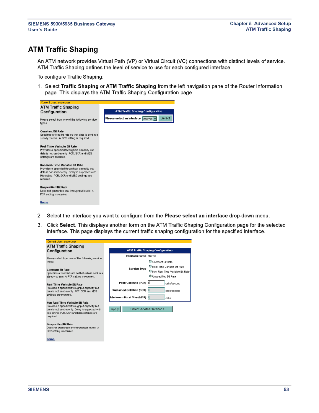 Siemens 5930, 5935 manual ATM Traffic Shaping 