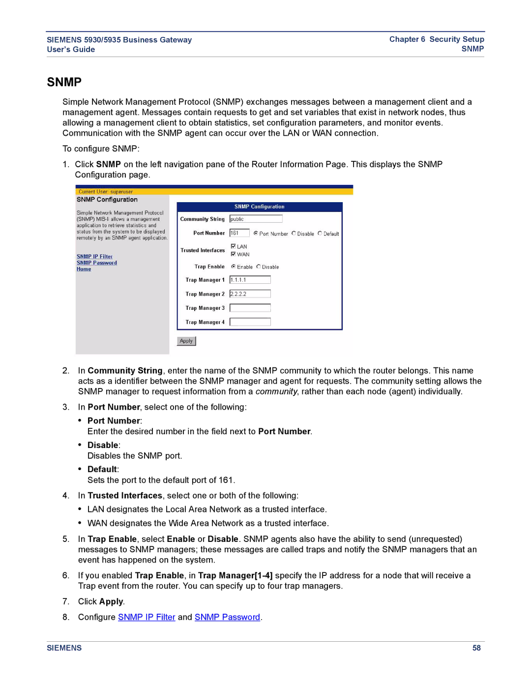 Siemens 5935, 5930 manual Port Number, Disable, Default 