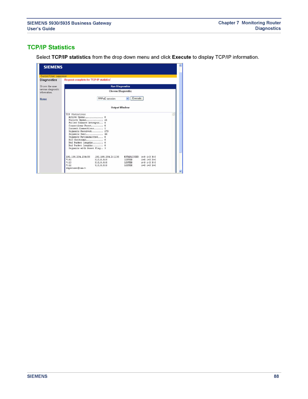 Siemens 5935, 5930 manual TCP/IP Statistics 