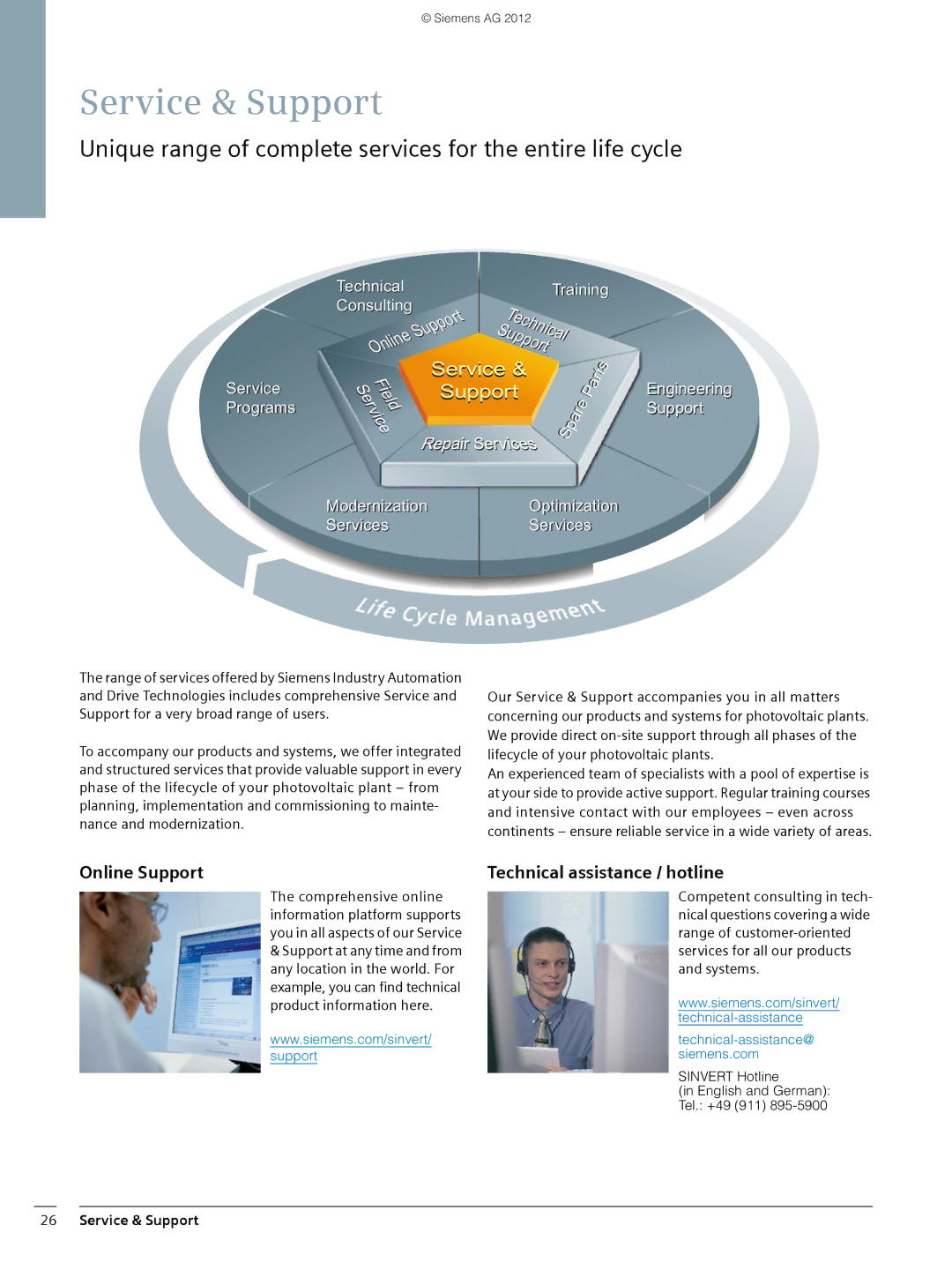 Siemens 600 brochure Service & Support, Unique range of complete services for the entire life cycle 