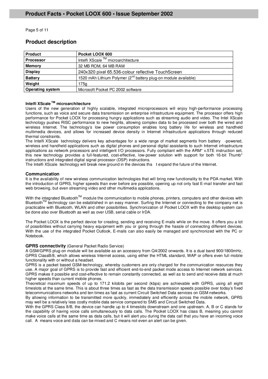 Siemens 600 manual Productdescription 