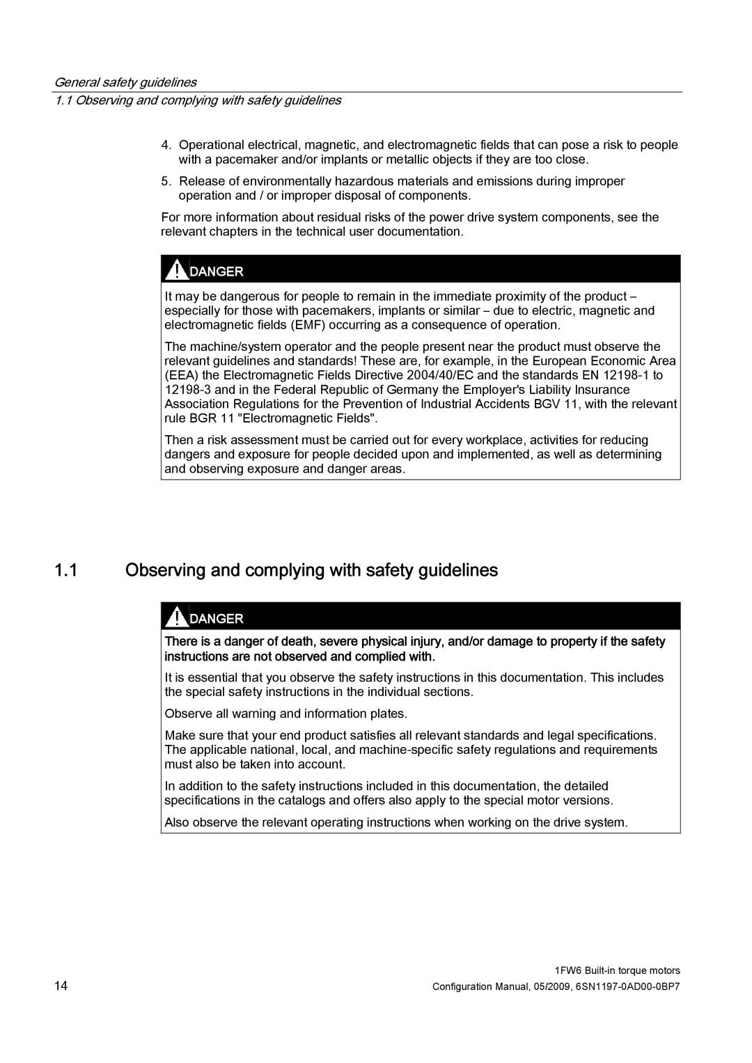 Siemens 611 configurationmanual Observing and complying with safety guidelines 