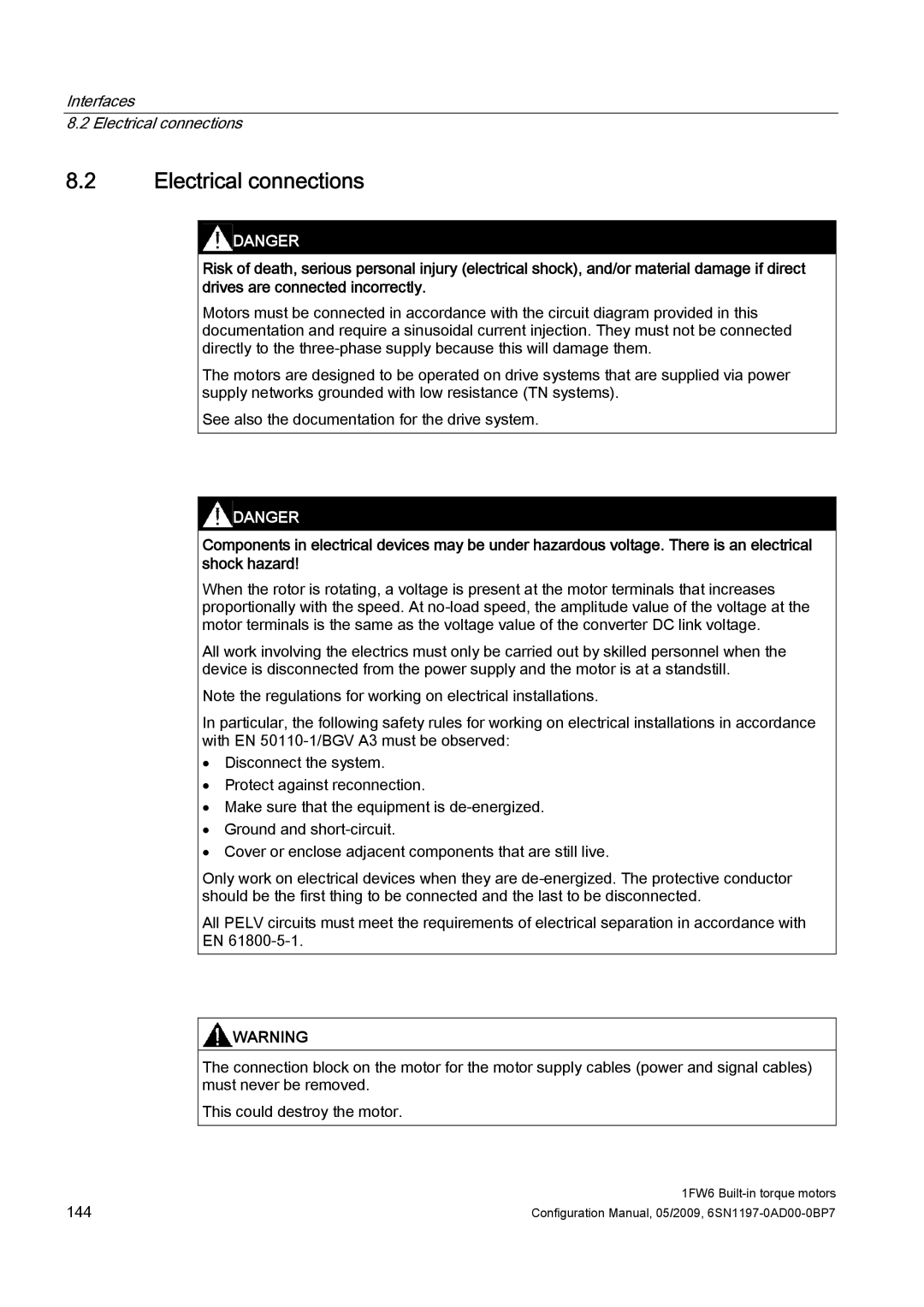 Siemens 611 configurationmanual Interfaces Electrical connections 