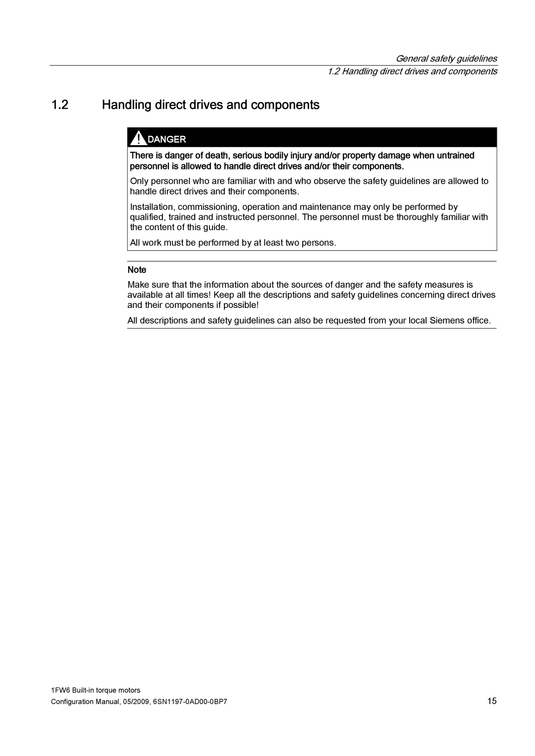 Siemens 611 configurationmanual Handling direct drives and components 