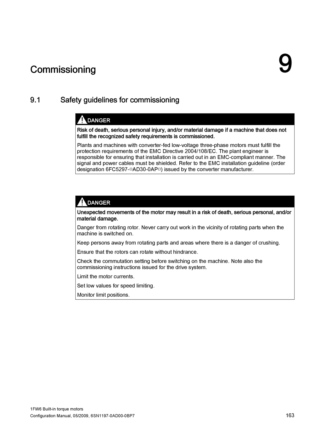 Siemens 611 configurationmanual Commissioning, Safety guidelines for commissioning 