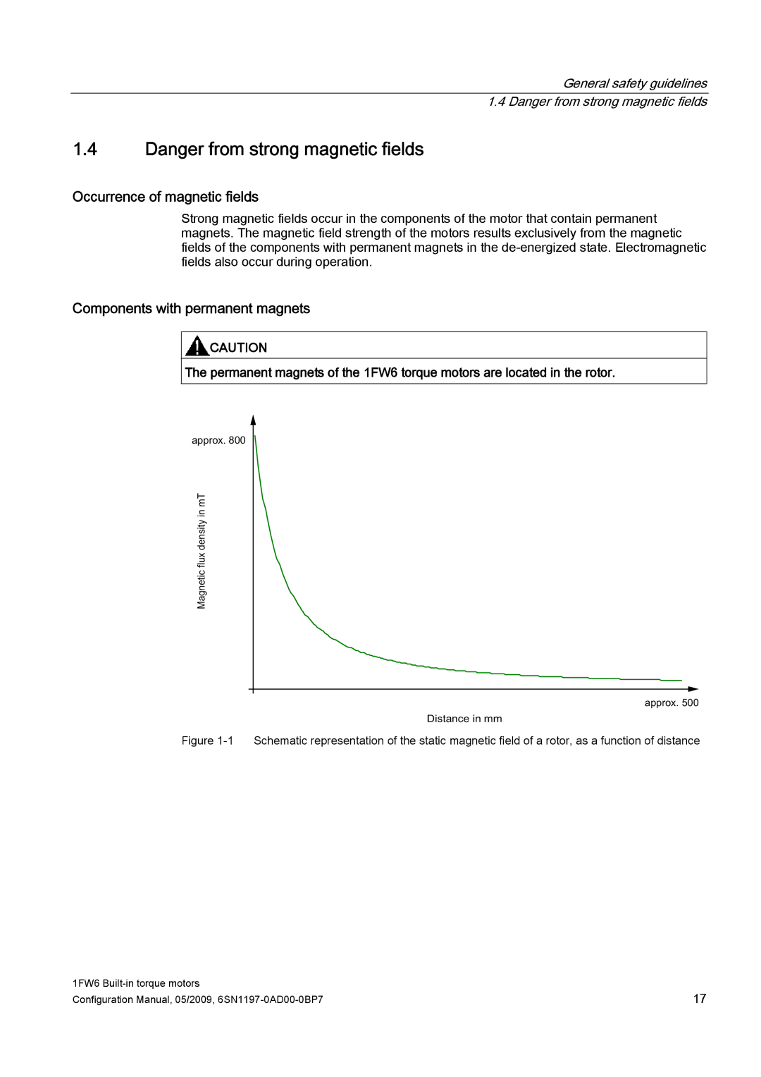 Siemens 611 configurationmanual Occurrence of magnetic fields, Components with permanent magnets 