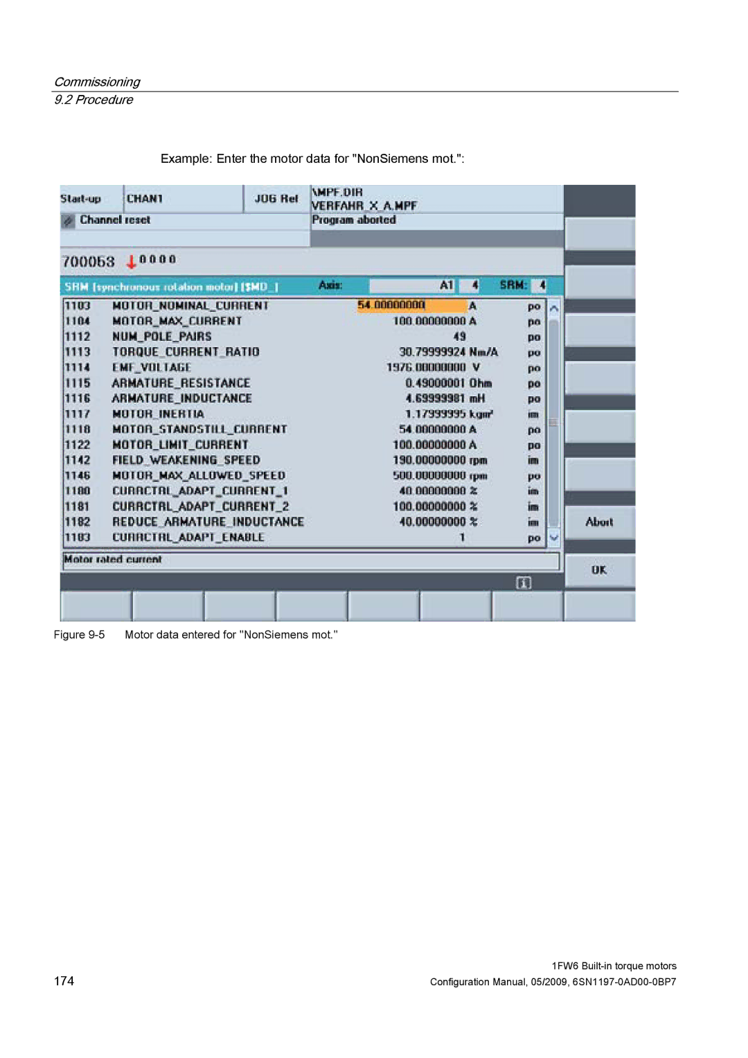 Siemens 611 configurationmanual Example Enter the motor data for NonSiemens mot 