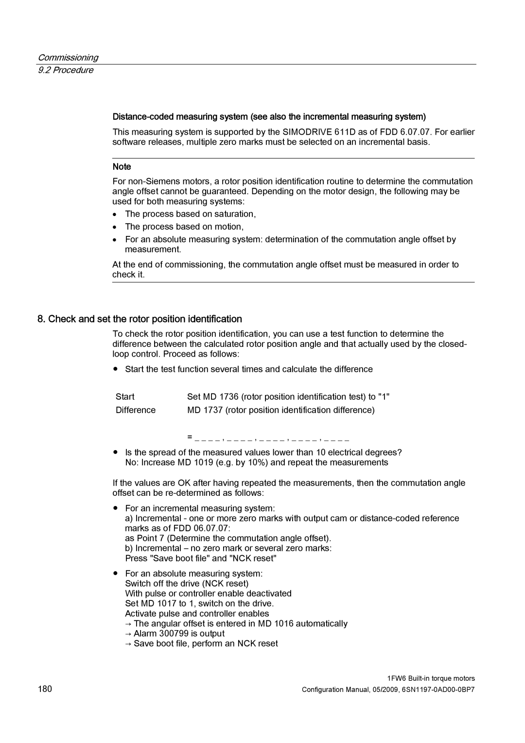 Siemens 611 configurationmanual Check and set the rotor position identification 