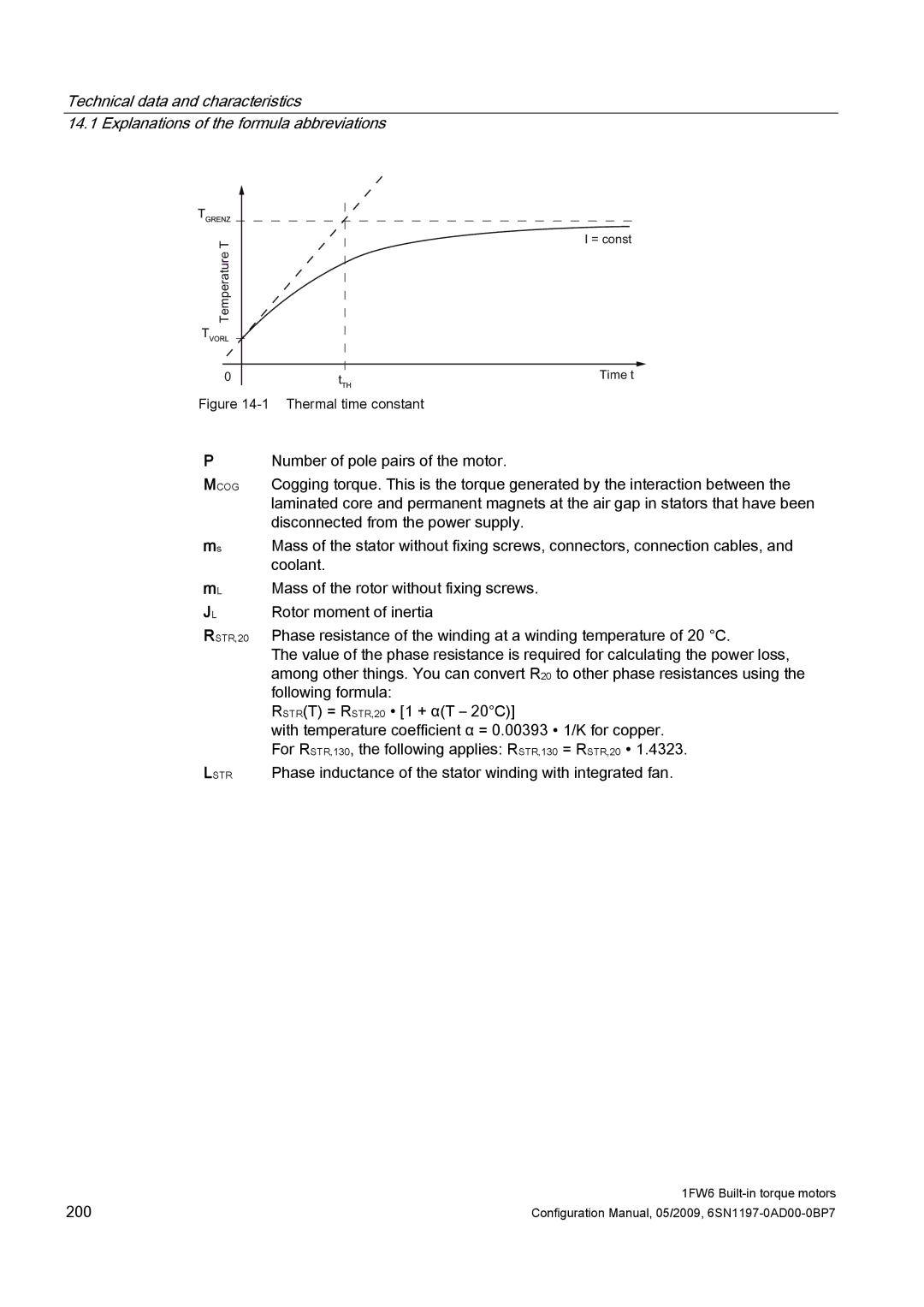 Siemens 611 configurationmanual Thermal time constant 