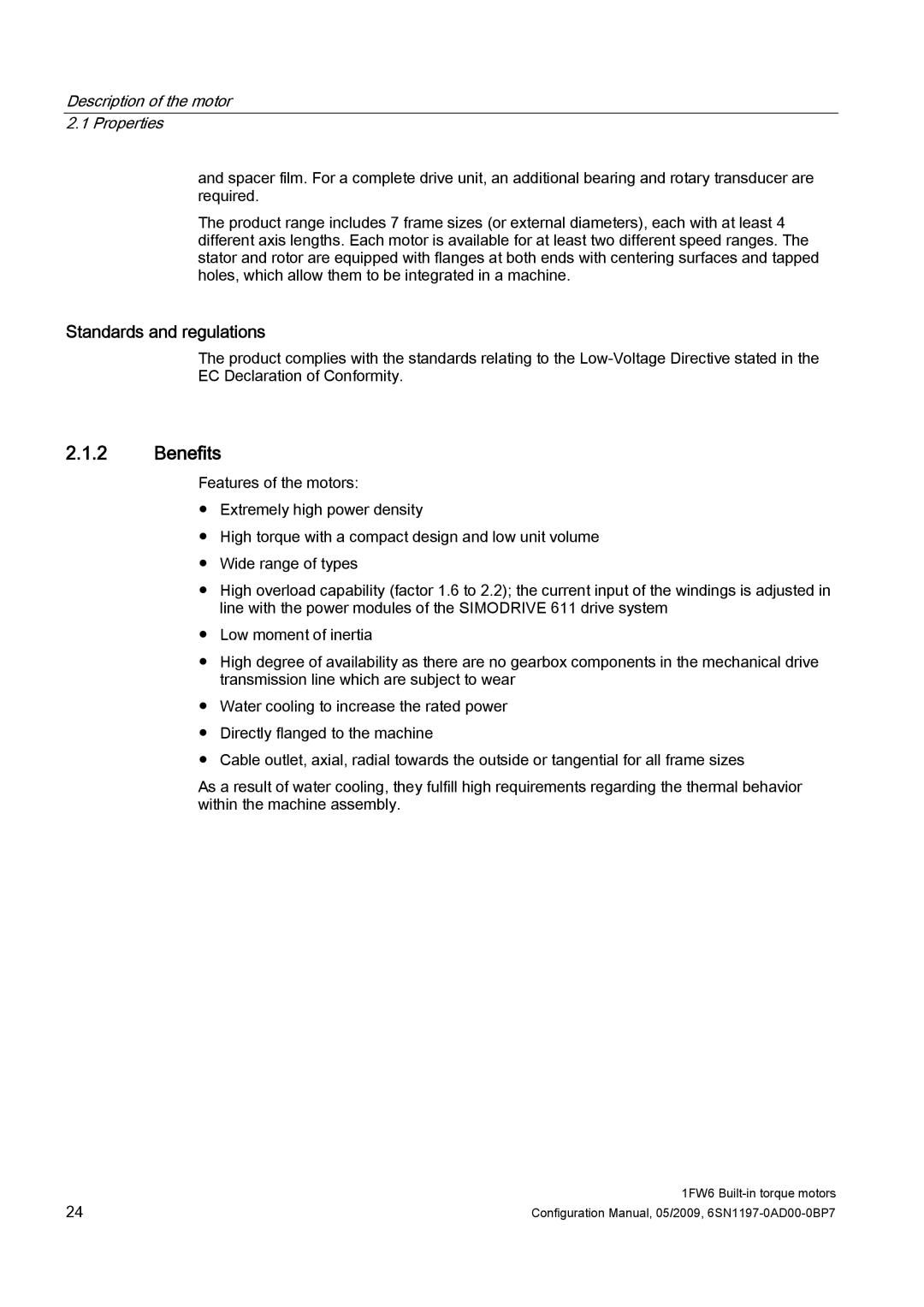 Siemens 611 configurationmanual Benefits, Standards and regulations, Description of the motor 2.1 Properties 