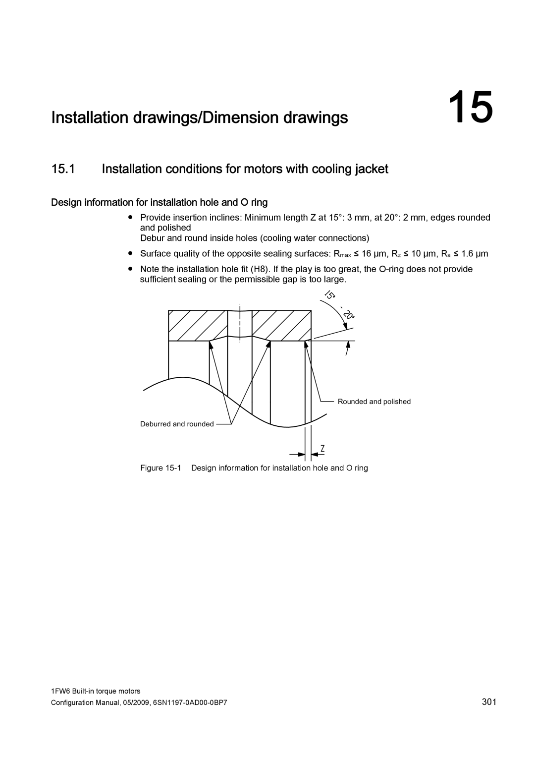 Siemens 611 Installation drawings/Dimension drawings, Installation conditions for motors with cooling jacket 