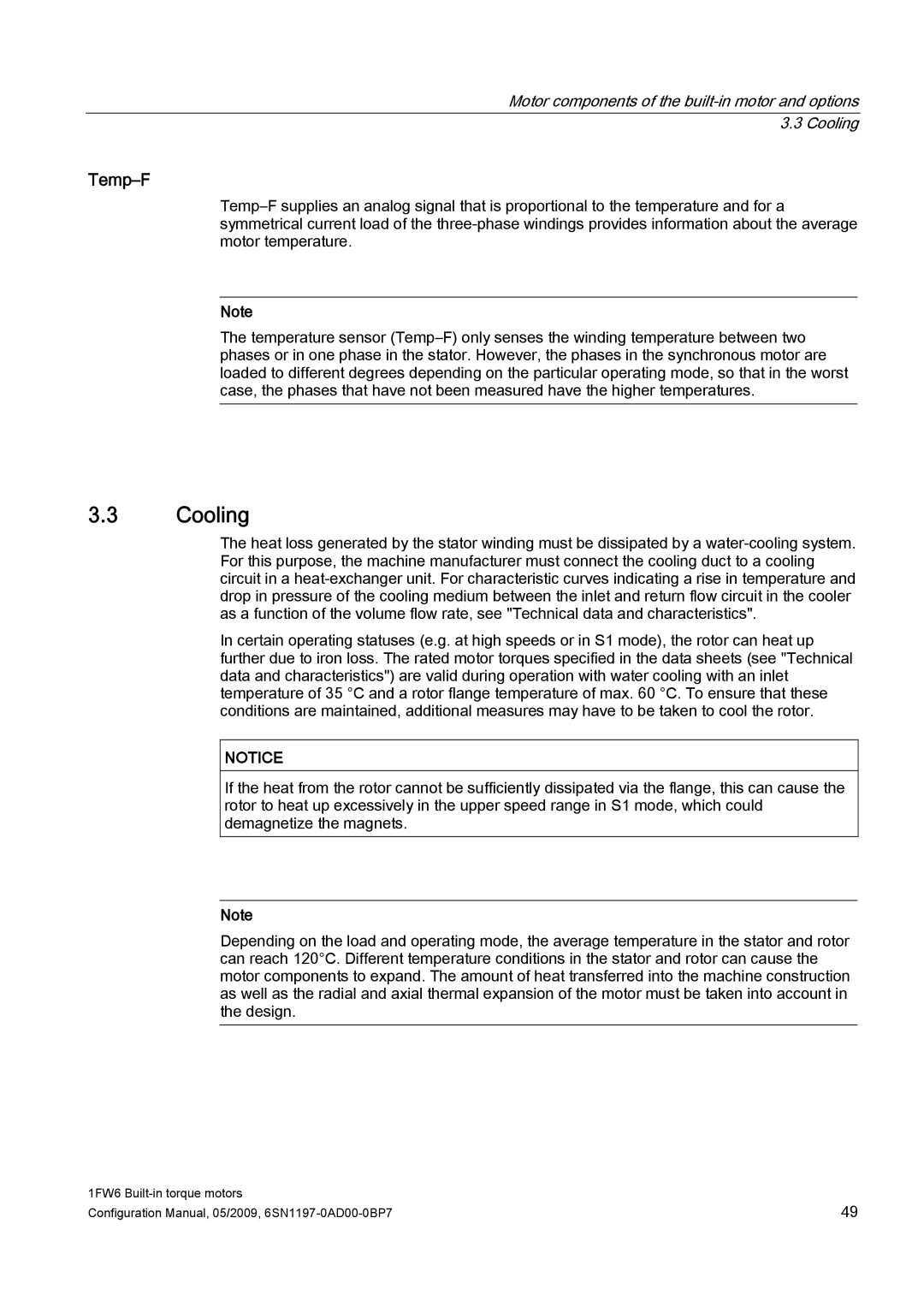 Siemens 611 configurationmanual Cooling, Temp-F 