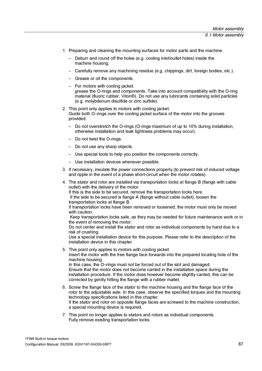 Siemens 611 configurationmanual Motor assembly 