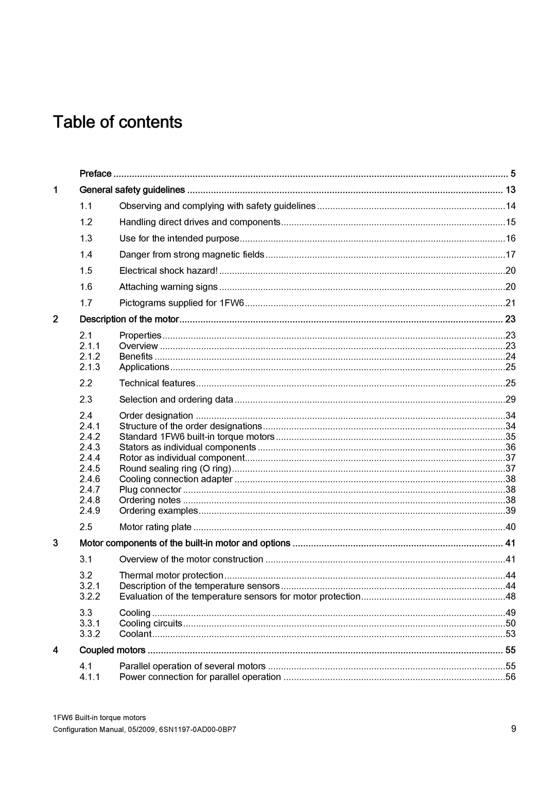 Siemens 611 configurationmanual Table of contents 