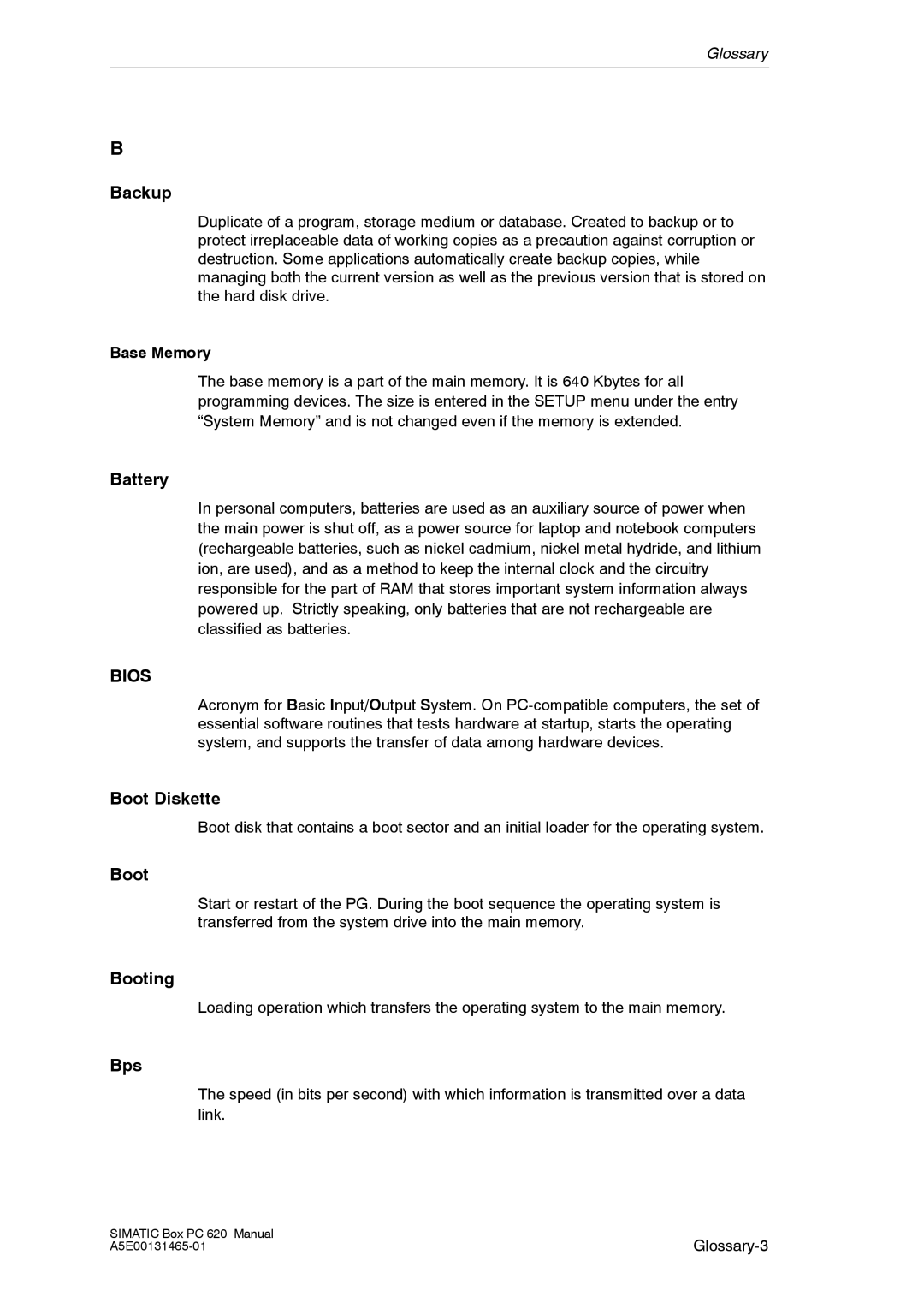 Siemens 620 appendix Bios 