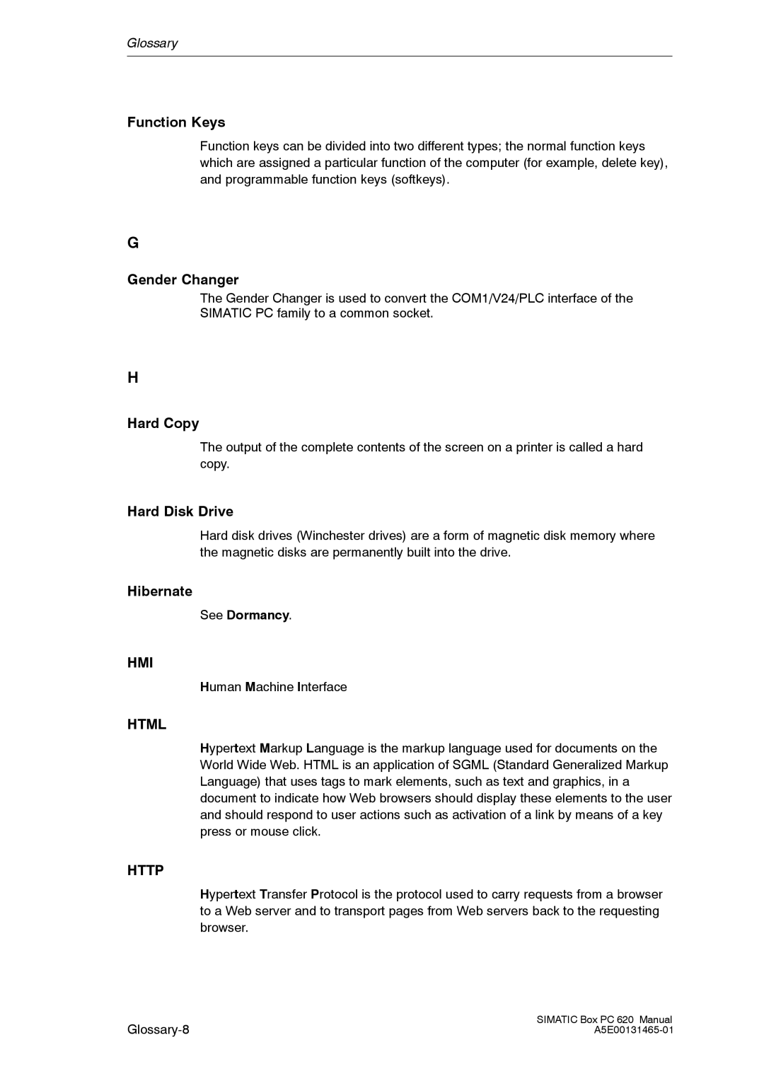 Siemens 620 appendix Hmi, Html, Http 