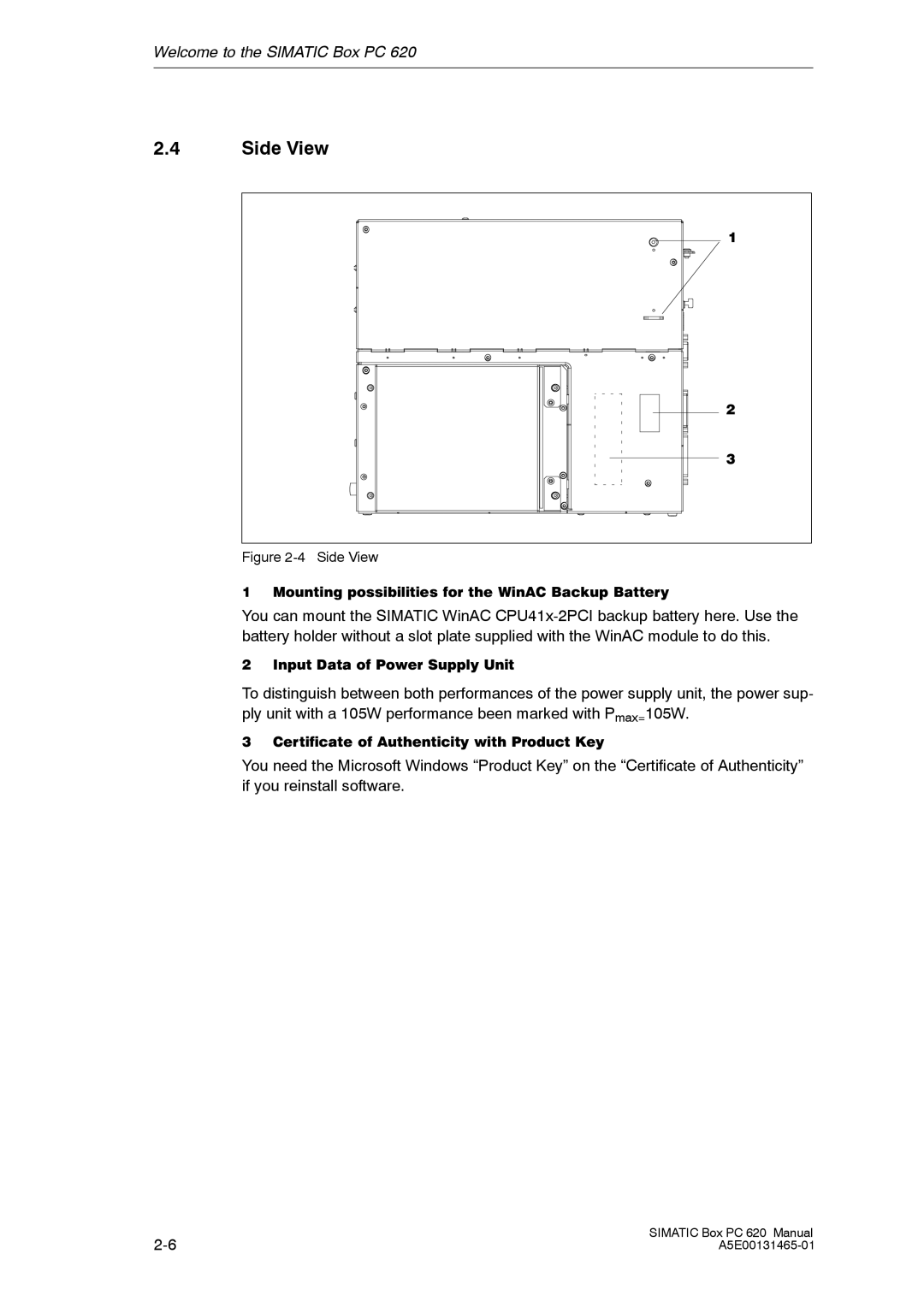 Siemens 620 appendix Side View 