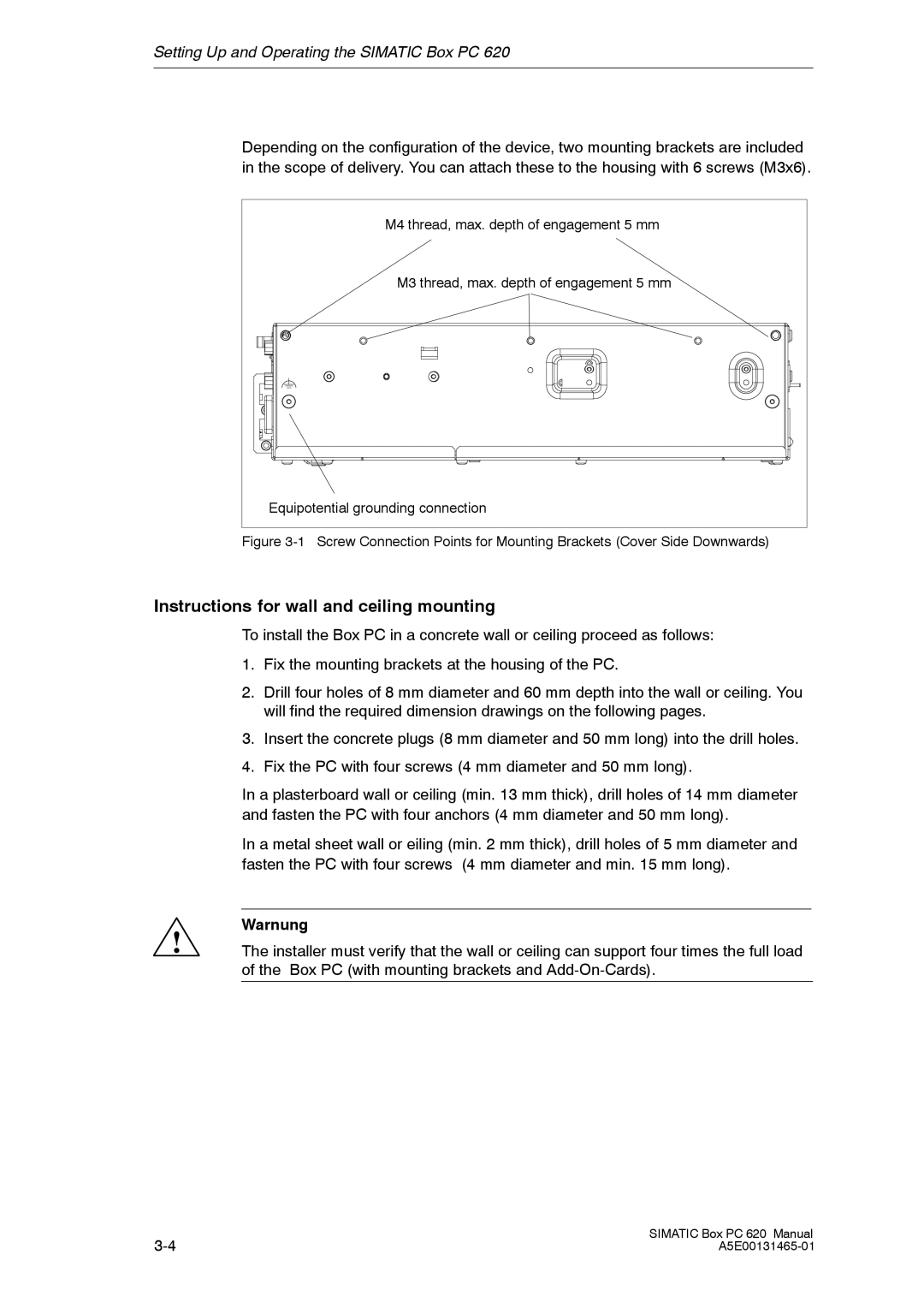 Siemens 620 appendix Instructions for wall and ceiling mounting 