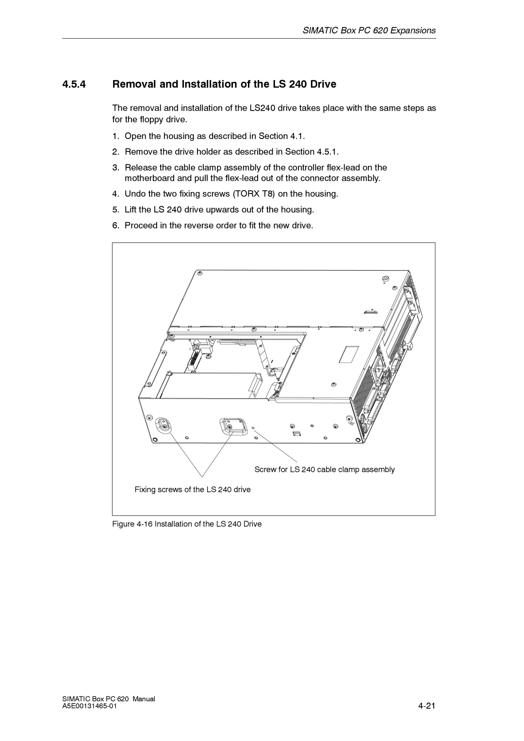 Siemens 620 appendix Removal and Installation of the LS 240 Drive 