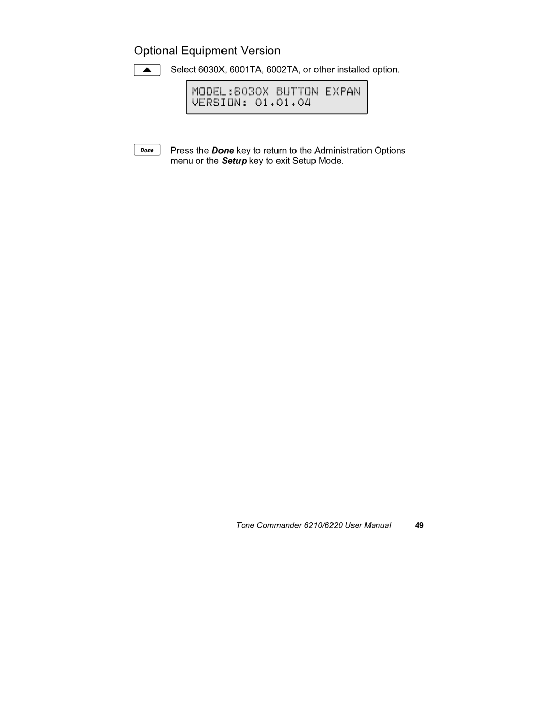 Siemens 6210, 6220 user manual Optional Equipment Version, MODEL6030X Button Expan 