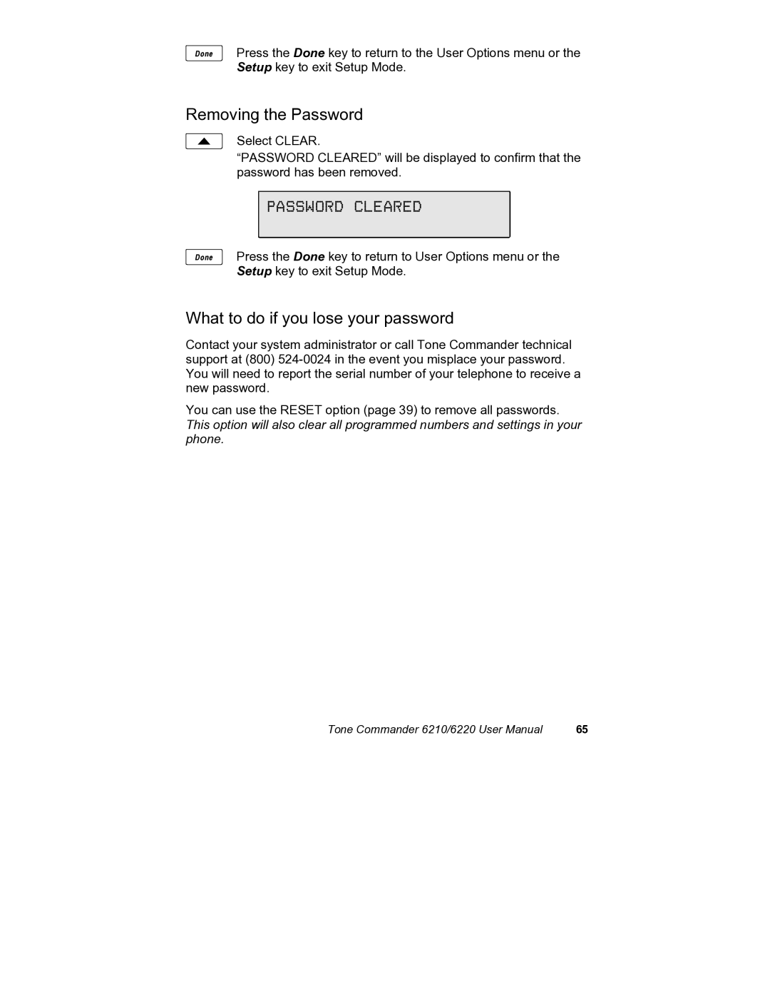 Siemens 6210, 6220 user manual Removing the Password 