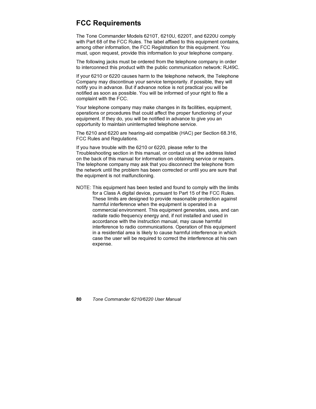 Siemens 6220, 6210 user manual FCC Requirements 