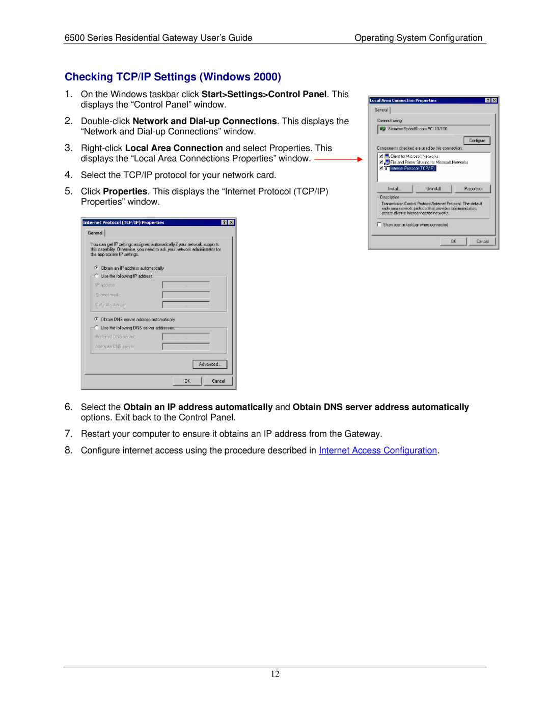 Siemens 6500 Series manual Checking TCP/IP Settings Windows 