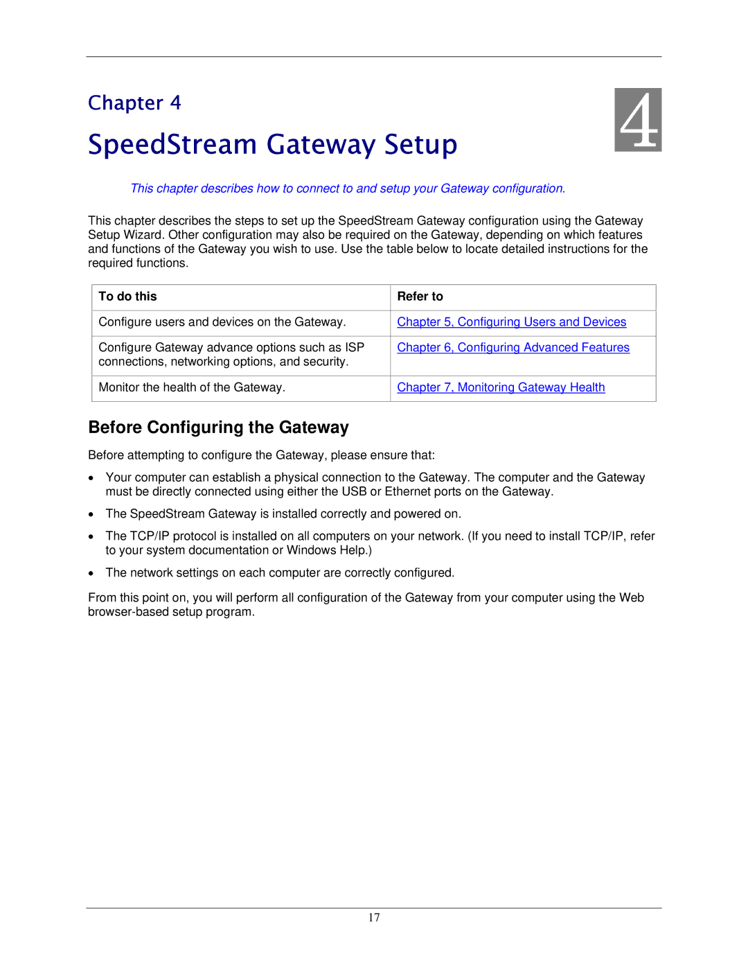 Siemens 6500 Series manual SpeedStream Gateway Setup, Before Configuring the Gateway, To do this Refer to 