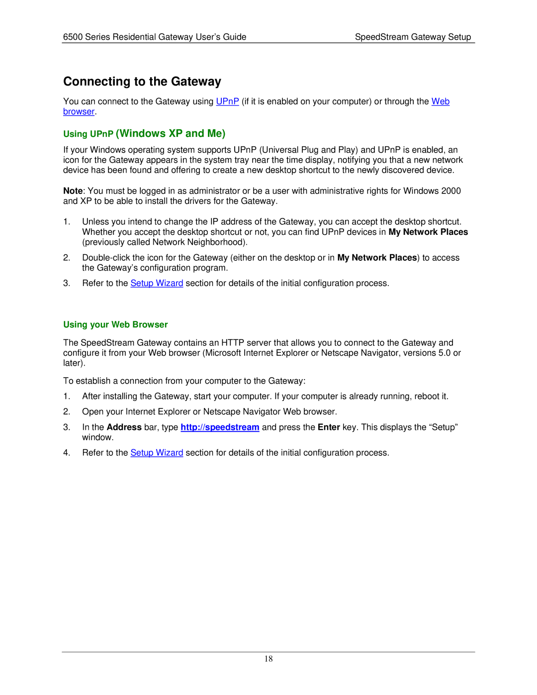 Siemens 6500 Series manual Connecting to the Gateway, Using your Web Browser 